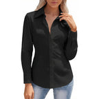 Hotouch Button Down Shirts For Women Long Sleeve Stretch Dress Shirts Wrinkle-Free Work Blouses Slim Fit Office Tops
