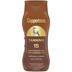 Coppertone Tanning Sunscreen Lotion, Spf 15, Lightweight And Non Greasy Sunscreen, Water Resistant, Oxybenzone Free, Sun Tan Lotion Moisturizes Skin For A Radiant Tan, 8 Fl Oz Bottle