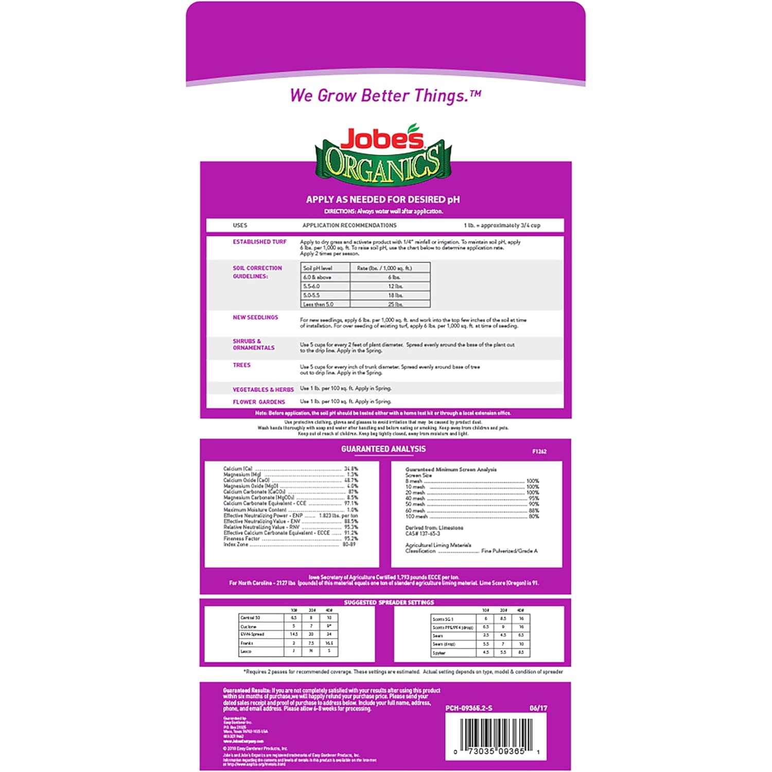 Jobe'S Organics Garden Lime, Lime Powder Soil Amendment For Lawns, Plants, And Gardens, 6 Lbs Bag