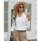 Womens Stretch Button Down Shirt Fitted Dress Shirt Long Sleeve Wrinkle Free Collared Business Casual Blouse