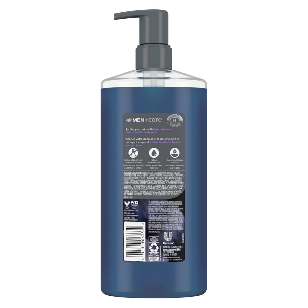 Dove Men Fig + Cedarwood Moisturizing Body Wash | #1 Dermatologist Body Wash For Men, Sulfate Free, Paraben Free, & Dye Free | 26Oz