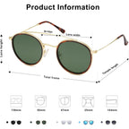 Sojos Retro Vintage Round Polarized Sunglasses For Women Men Double Bridge Circle Sunnies Sj1104