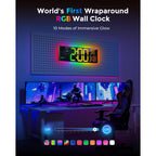 Easyera 16.5" Large Digital Wall Clock With Bt Sync, 11 Rgb Lights | 11 Scenes Mode Remote Control, Big Led Clock With Dual Alarms, Auto Dst, Temperature For Classroom Gaming
