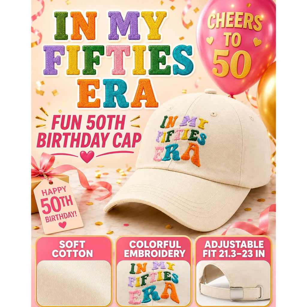In My Fifties Era Baseball Cap, 50Th Birthday Gifts For Women, Mothers Day Birthday Gift Ideas For Aunt, Friends Beige