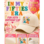In My Fifties Era Baseball Cap, 50Th Birthday Gifts For Women, Mothers Day Birthday Gift Ideas For Aunt, Friends Beige