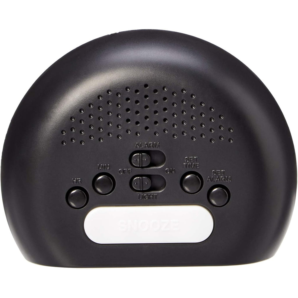 Amazon Basics Small Digital Oval Alarm Clock With Led Display, Nightlight, Snooze Function & Battery Backup, Black, 4.5 X 3.5 X 2.4 Inches