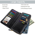 Coco Rossi Women Wallets Multi Card Case Wallet Clutch Wallet Card Holder Organizer Ladies Purse Wrist strap Purse, Black Butterfly