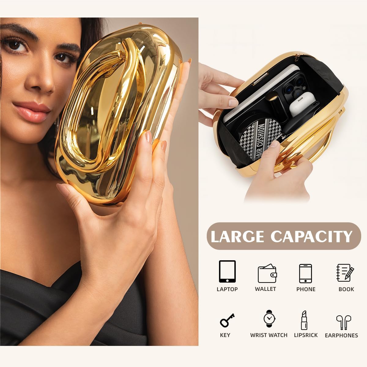 PHILOMENA Evening Clutch Purses Women Acrylic Handbags Metal Handlebars Shoulder Crossbody Bag Wedding Party Casual