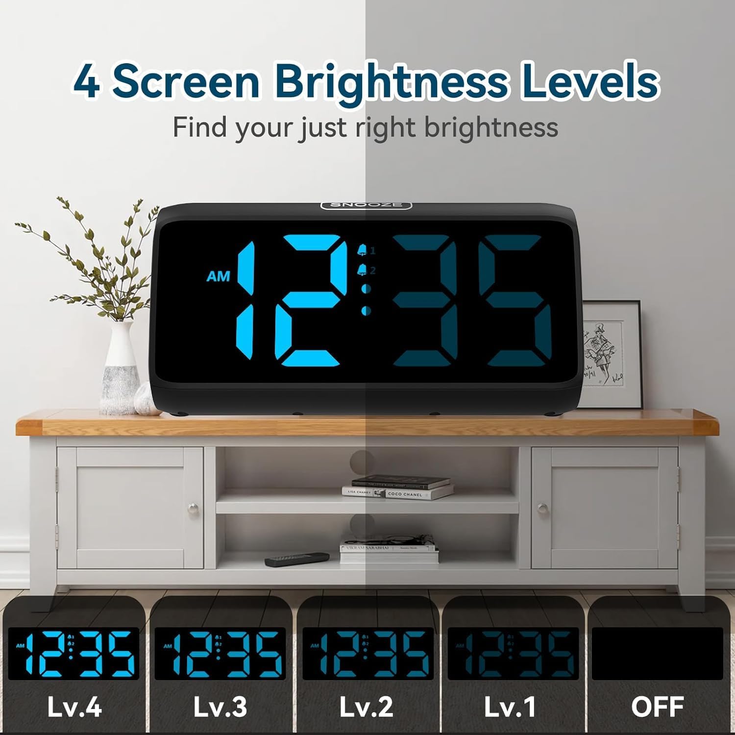 Digital Alarm Clocks For Bedrooms, Loud Alarm Clock With Dual Alarms, Bold Digits, 5 Dimmers, 4 Volumes, Snooze, Bedside Clock For Deep Sleepers Kids Teens Seniors, Plug In Clock, Easy To Set