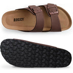 Womens Sandal Cork Footbed Slide, Arch Support Slides For Women With Adjustable Buckle, Comfortable Summer Beach Outdoor Sandals