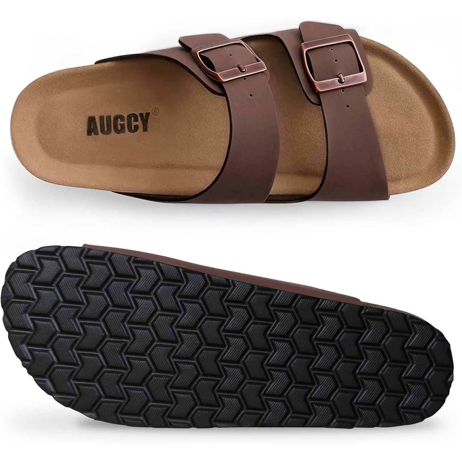 Womens Sandal Cork Footbed Slide, Arch Support Slides For Women With Adjustable Buckle, Comfortable Summer Beach Outdoor Sandals