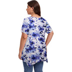 Larace Plus Size Tops For Womens Summer Clothes Short Sleeve Shirts Casual V Neck Tunic Asymmetrical Blouses