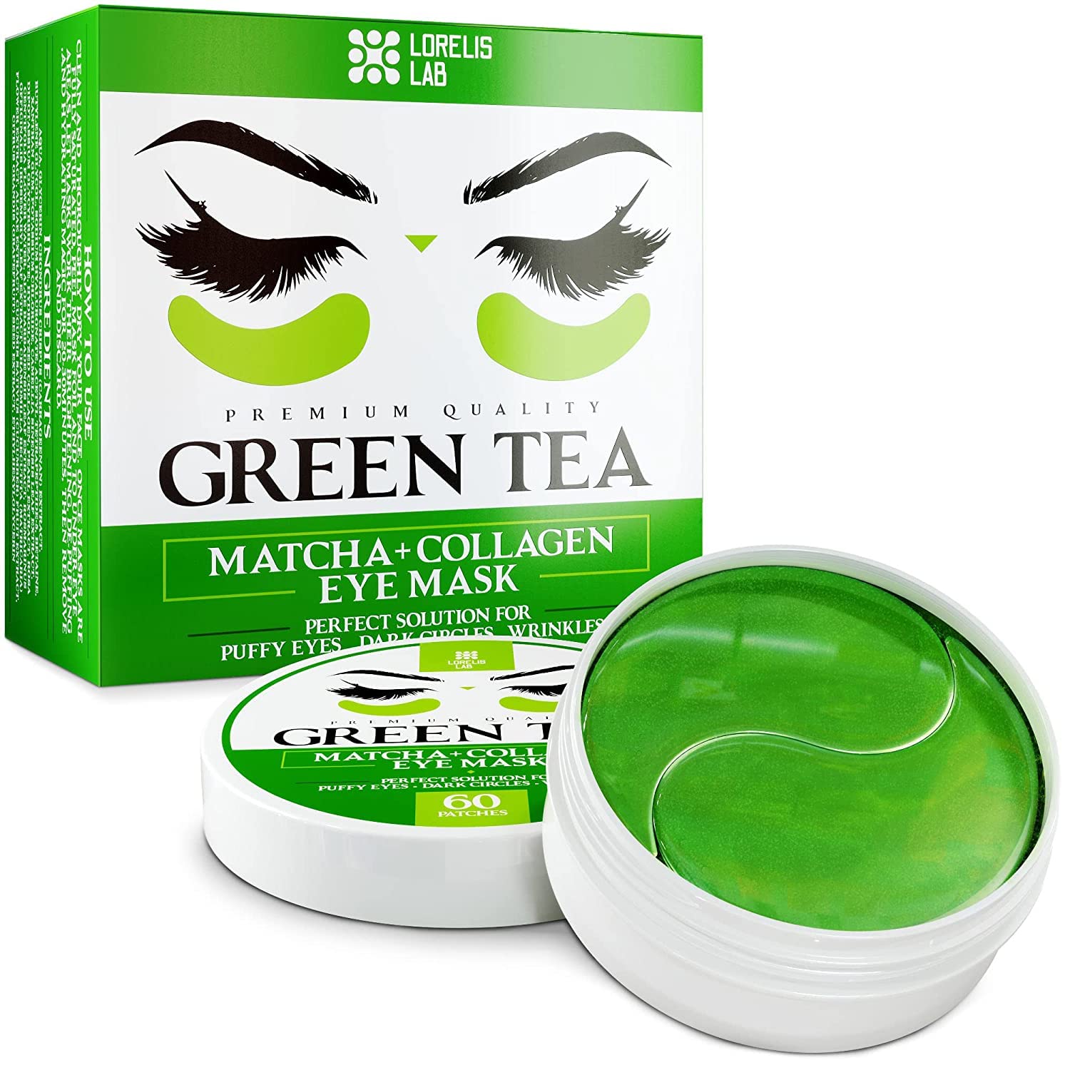 Under Eye Mask For Puffy Eyes, Dark Circles, Eye Bags, Puffiness, Wrinkles With Collagen - Hydrating - Green Tea Skincare - Anti-Aging Eye Patch Treatment Masks - 60 Under Eye Gel Pads