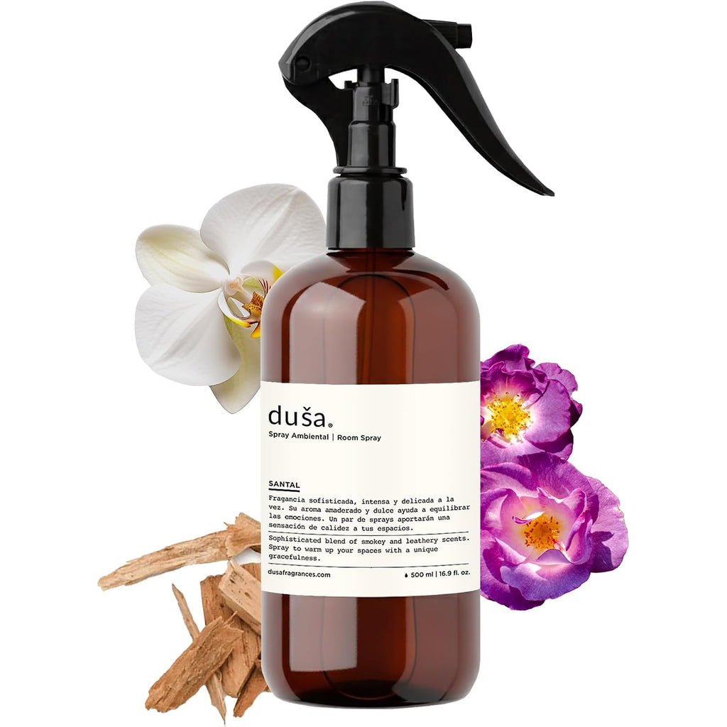 Dusa Santal Room Spray - 16.9 Fl Oz - Ultimate Home Fragrance, Bed Room Essentials & Soothing Fabric - Natural Air Freshener & Linen Mist For Home - Eco-Friendly Odor Eliminator W/Aromatherapy