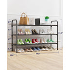 Kitsure Shoe Rack, 39" Wide Extra-Long Shoe Organizer, 3-Tier, Black | Closet, Front Door Entrance, Entryway, Stackable & Detachable Shelf, Closet Organizers And Storage