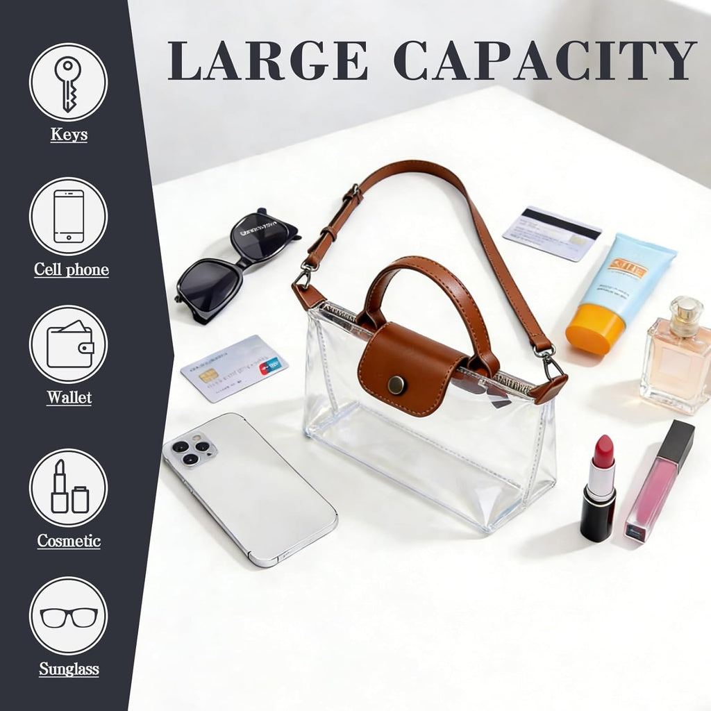 Ginogento Clear Bag for Stadium Events,Small Clear Purse Crossbody Bags for Women for World Cup 2026,Concert,Sport Events