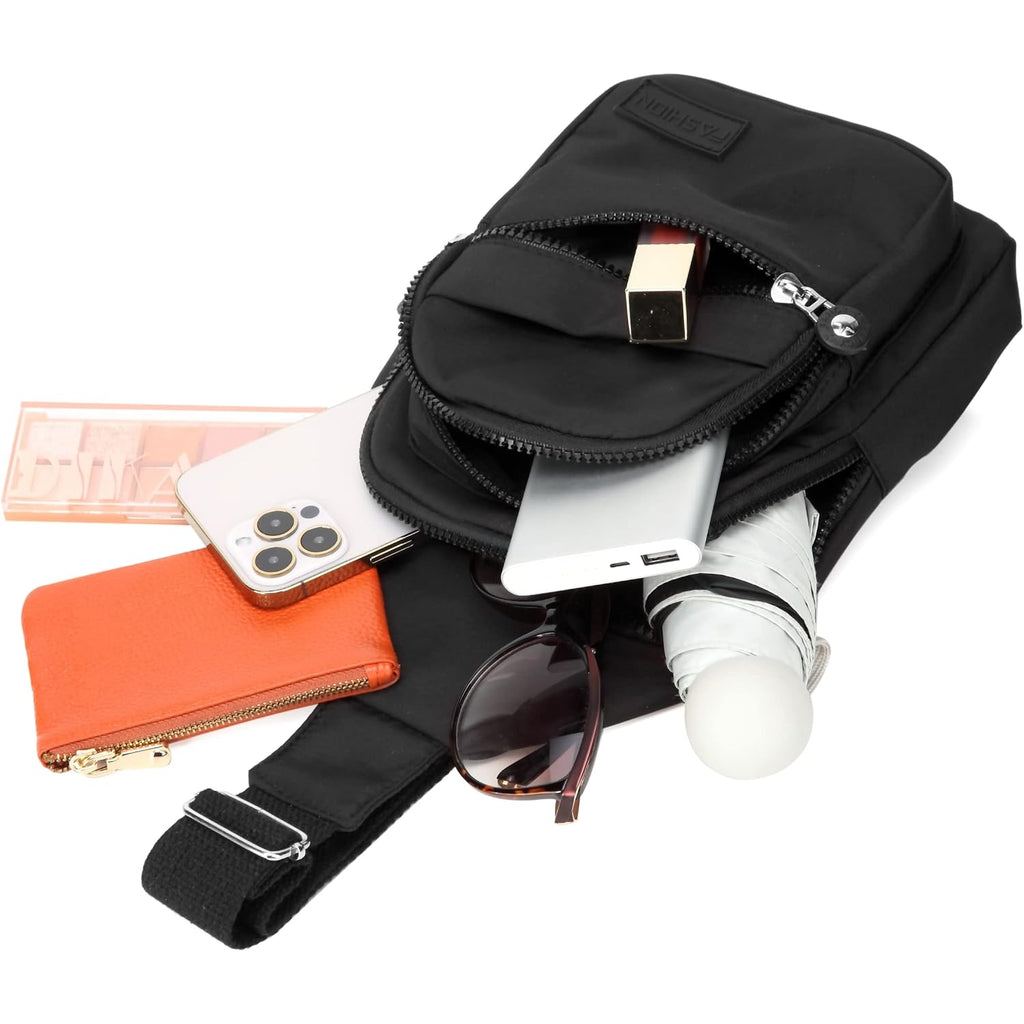Banelu Small Sling Backpack Crossbody Bags For Women Men, Small Sling Bag Cross Body Bag Fanny Packs Crossbody Purses - Black