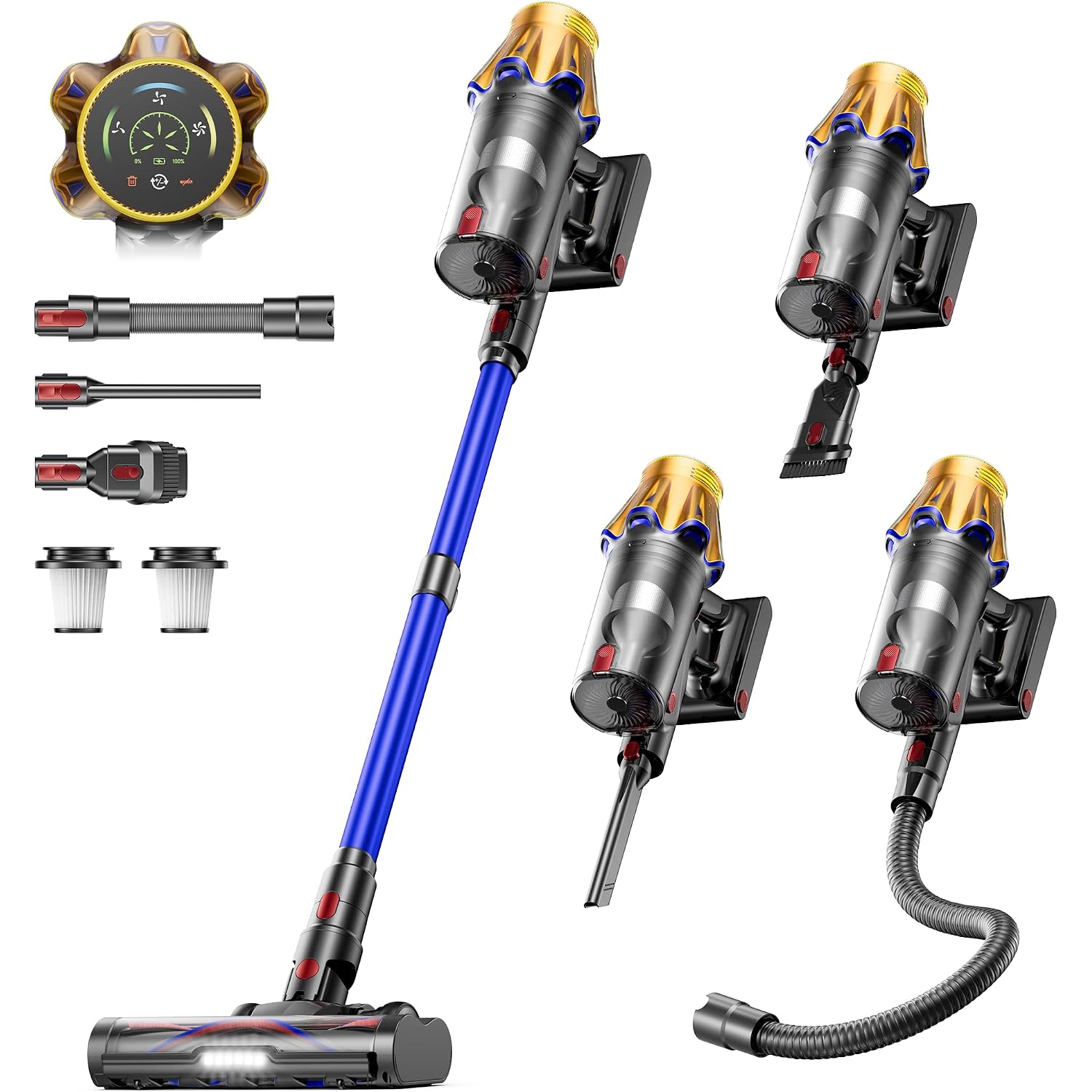 Cordless Vacuum Cleaner, Upgraded 650W 60Kpa 70Mins Cordless Stick Vacuum Cleaner With Flexible Hose,Self-Standing,Touch Screen, Anti-Tangle Wireless Vacumm Cleaners For Home/Pet Hair/Carpets/Floors