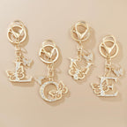 Gold Plated Alphabet Initial Letter Keyring Keychain for Women Girls Crystal Key Chains for Wallet Backpack Bag Charm
