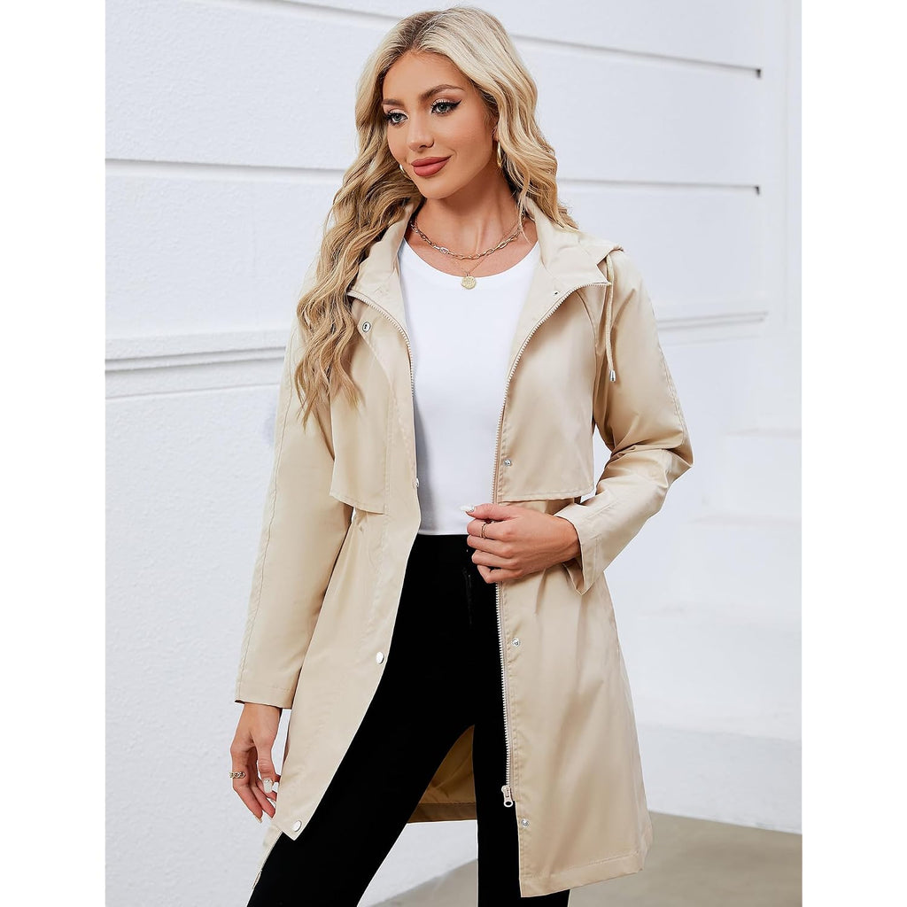 Women Lightweight Rain Jacket Hooded Raincoat | Waterproof Trench Coat For Outdoor Hiking Travel