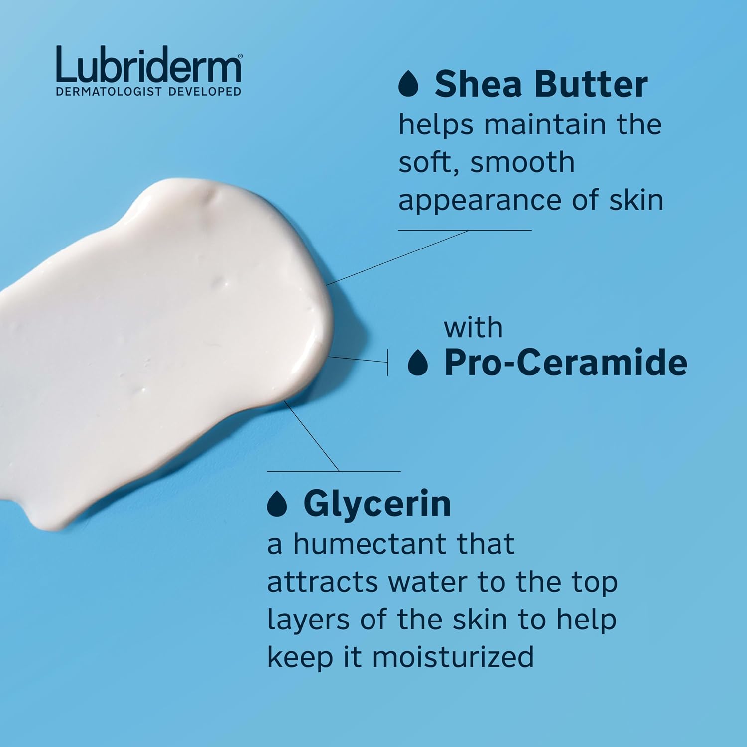 Lubriderm Daily Moisture Body Lotion + Pro-Ceramide, Body Lotion For Dry Skin, Shea Butter, Glycerin, Lightly Scented Hand Lotion, Non-Greasy 24-Hour Moisturizer, Paraben & Dye Free, 24 Fl Oz