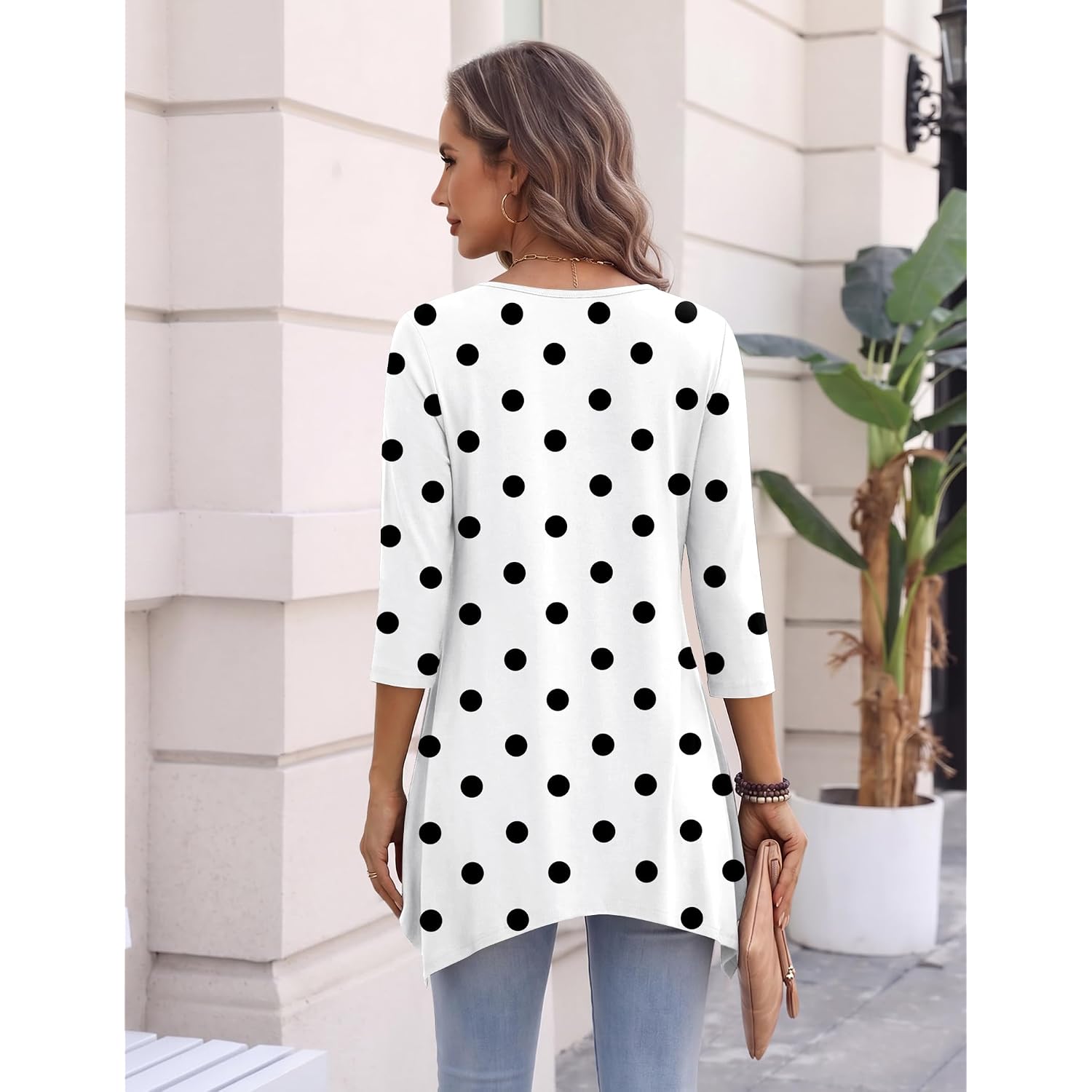 Zeagoo 3/4 Sleeve Womens Tops Dressy Casual Tunics To Wear With Leggings Loose Fit Cute Blouses 2026 Trendy
