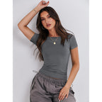 Anrabess Women’S 3 Pack Short Sleeve Shirts 2026 Crop Tops Tight Fitted Basic Tees Workout T Shirts Y2K Clothes Summer Outfit