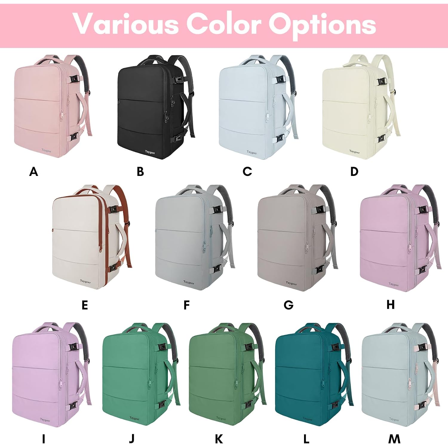 Taygeer Travel Backpack For Women, Tsa Carry On Backpack Flight Approved | 15.6Inch Laptop Mochila With Water Bottle Pocket & Shoe Pouch, Nurse Bag Casual Daypack For Weekender Business Hiking, Pink