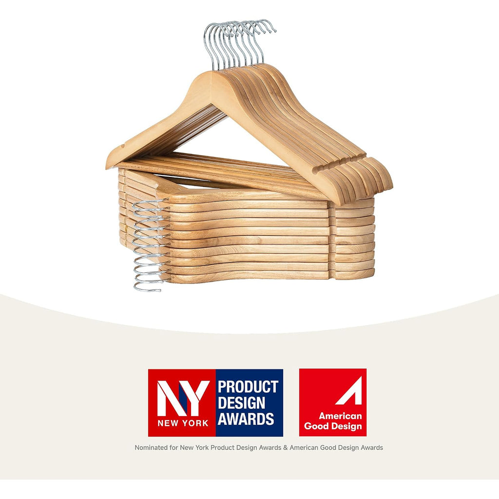 Storageworks Wooden Coat Hangers, 20 Pack Heavy Duty Clothes Hanger, Wood