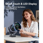 4000Mah Rechargeable Portable Clip On Fan-100-Speed Touch Control, Led Display, 360° Rotate Quiet Turbo Desk Fan, Small Battery Operated Usb Fan For Stroller Bed Travel Camping Golf Gym (Black)
