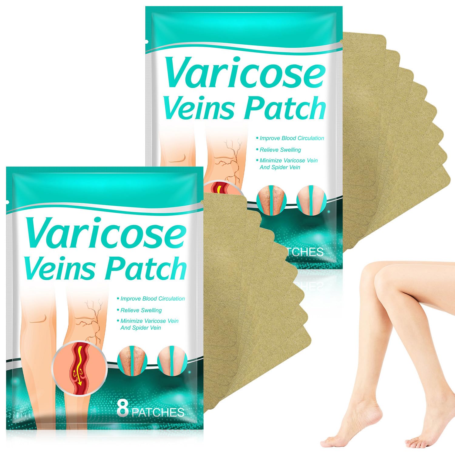 LegRenew Varicose Veins Patch,Professional Relief for Varicose Veins in The Legs，Natural Improvement Spider Veins Patch（2PCS