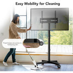 Mobile Tv Cart Stand With Wheels For 23-60" Tvs, Height Adjustable, Portable Floor Stand Holds Up To 88 Lbs, Rolling Tv Mount Max Vesa 400X400Mm