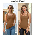 Women's Cotton Tank Top with Shelf Bra Adjustable Wider Strap Camisole Basic Cami Tanks