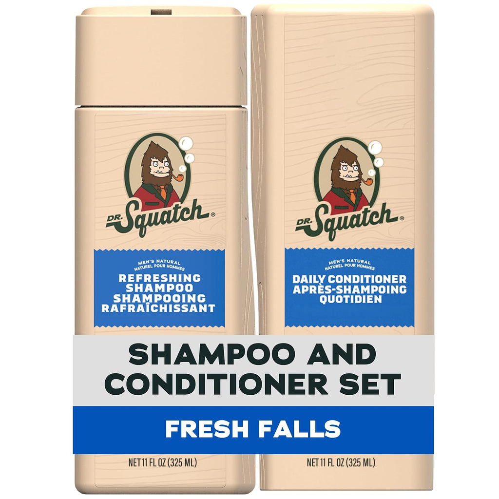 Dr. Squatch Men'S Natural Shampoo And Conditioner Set – Sulfate & Paraben Free Natural Shampoo And Conditioner For Men – Scalp Nourishing Formula – Fresh Falls (11 Fl Oz, 2-Pack)