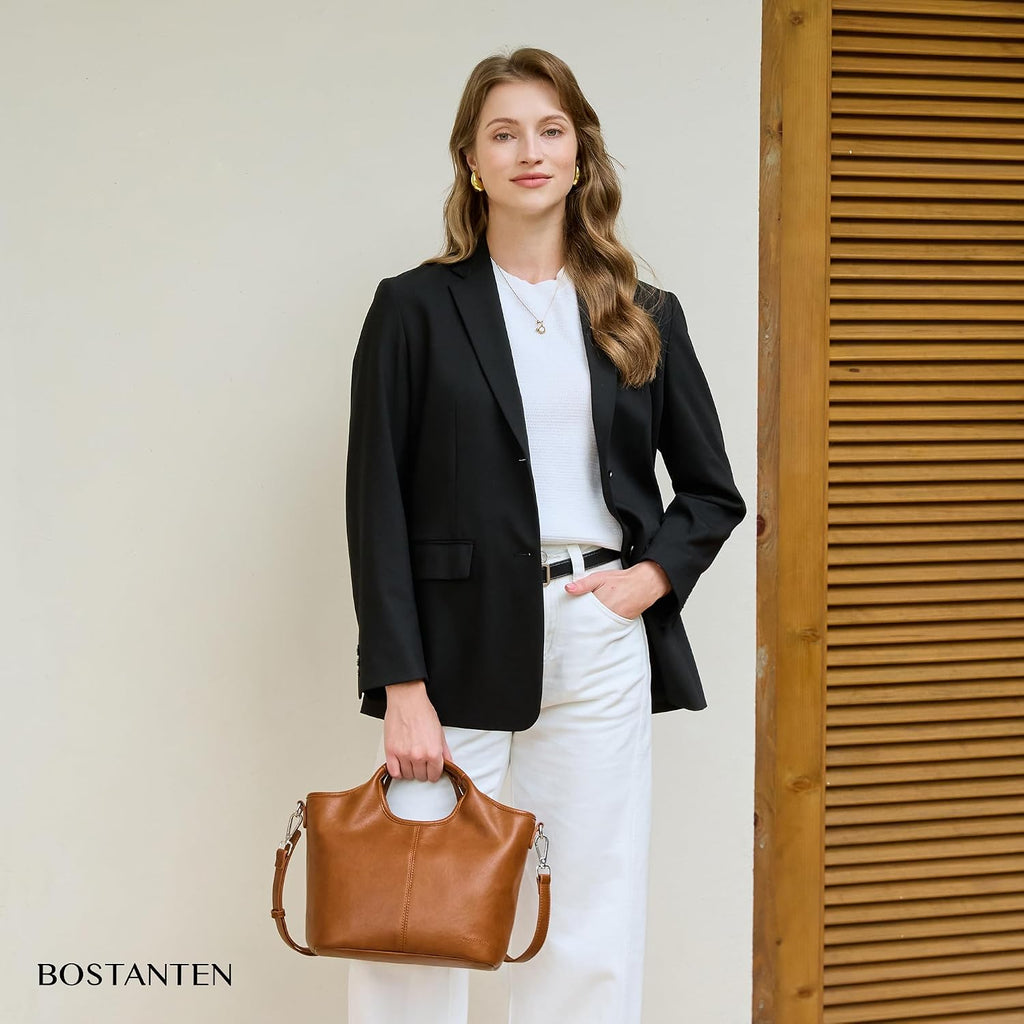 Bostanten Vegan Leather Purses For Women Soft Top Handle Satchel Crossbody Zipper Handbag With Detachable Shoulder Strap