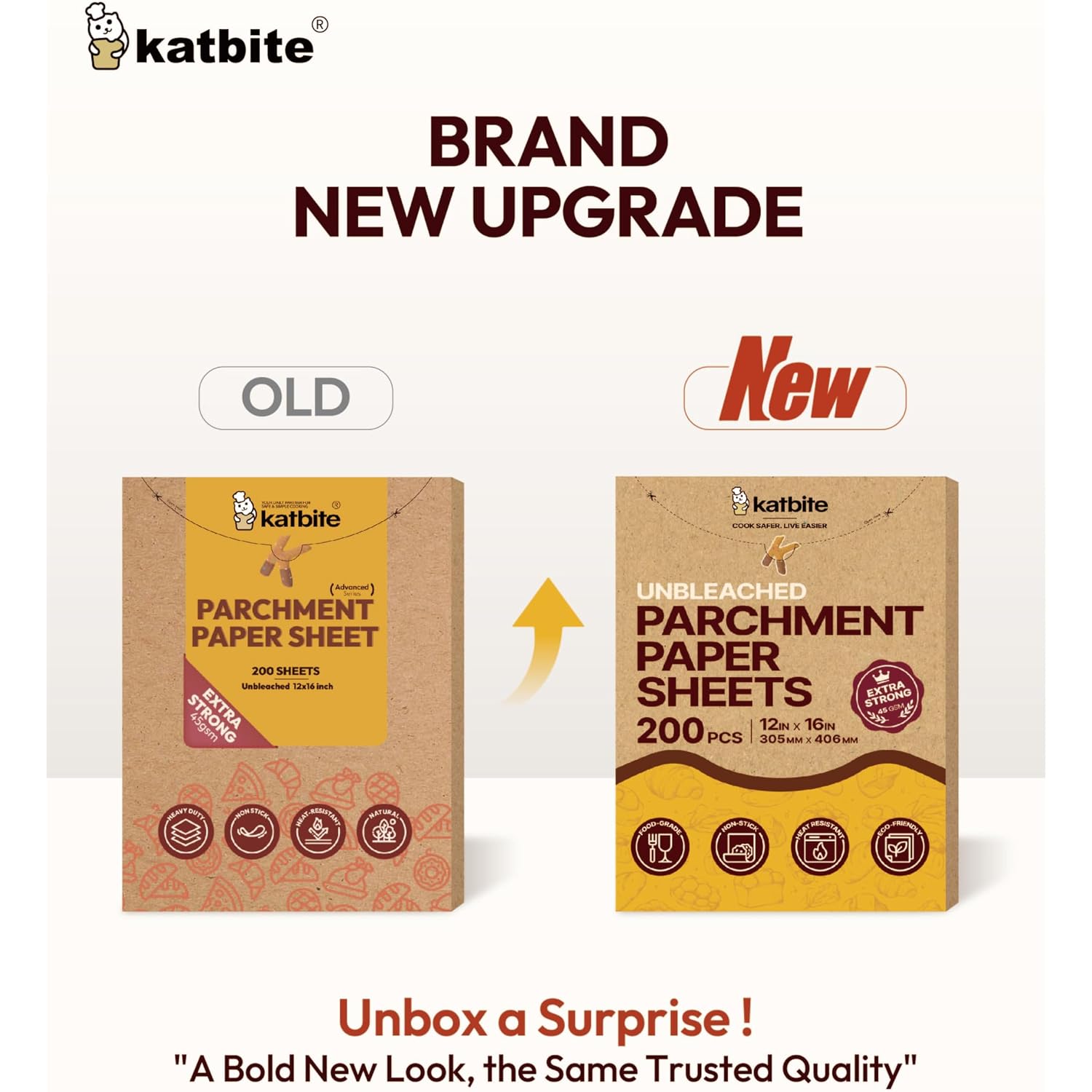 Katbite 200Pcs 12X16 In Unbleached Parchment Paper For Baking, Precut Parchment Paper Sheets, Heavy Duty Flat Baking Paper, Half Sheet Baking Sheets For Baking Cookies, Cooking, Air Fryer, Oven