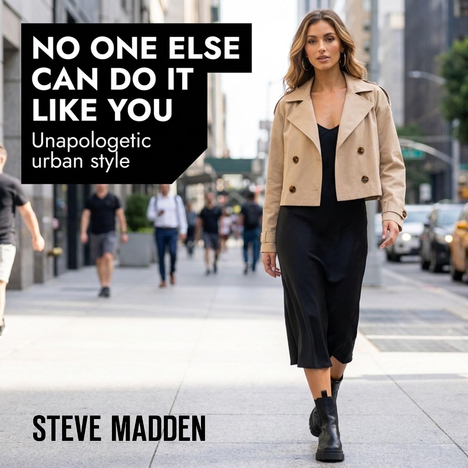 Steve Madden Women'S Oversized Cropped Lapel Jacket — Relaxed Fit, Double-Breasted Spring Trench Coat