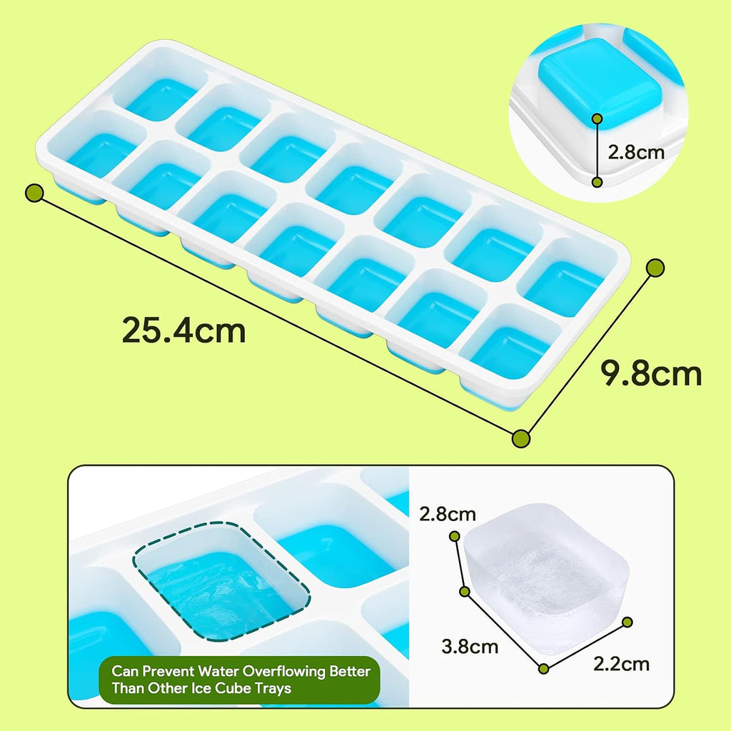 Ice Cube Trays 4 Pack, Airabc Silicone With Removable Lid, Easy-Release Flexible 14-Cube Trays, Lfgb Certified And Bpa Free, Stackable Covers For Cocktail, Freezer | Space-Saving And Stackable, Lfgb Certified And Bpa Free, Easy To Remove