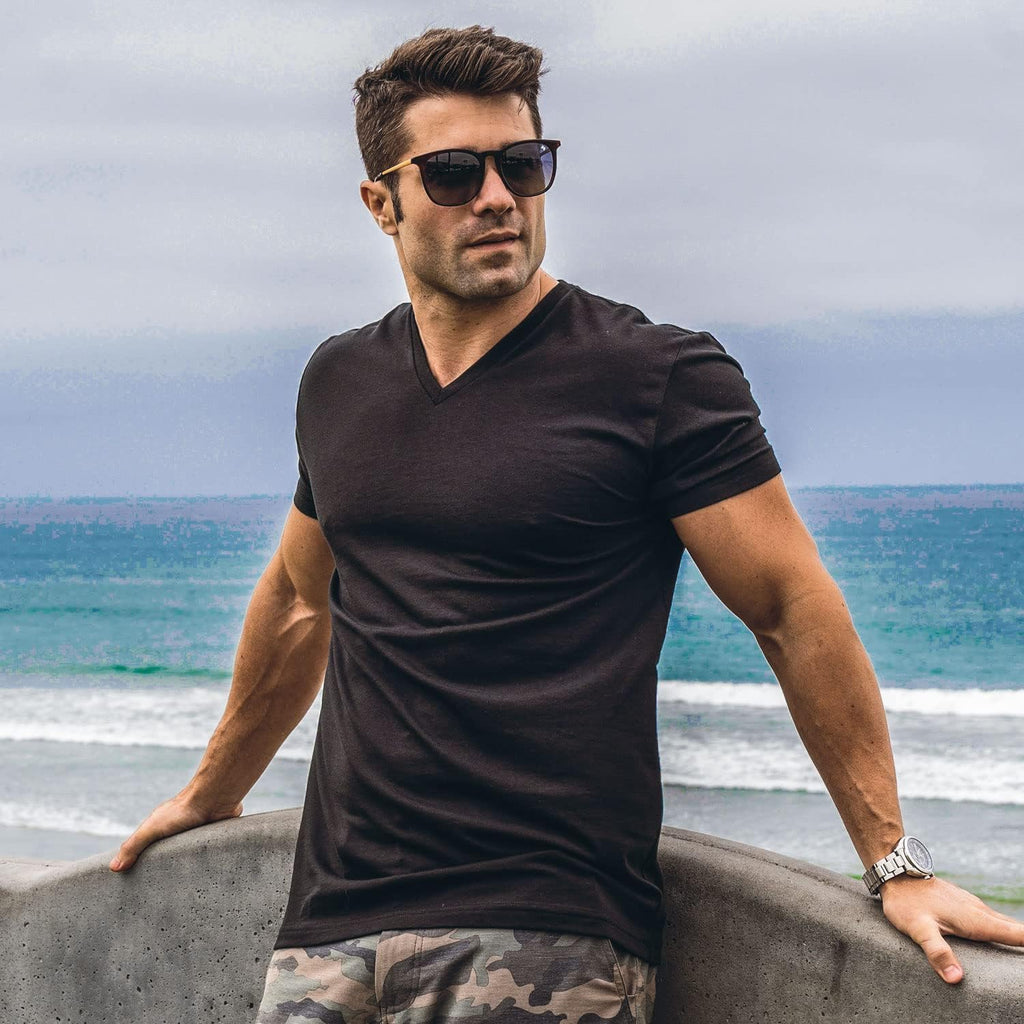 Fresh Clean Threads Men'S T-Shirts V Neck Premium Basic Short Sleeve Tees - Fitted Style, Ultra Soft, Tag-Free Comfort