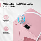 JODSONE U V Nail Lamp Rechargeable Portable with 3 Timers and LCD Display Screen for Cordless Nail Dryer Gel Pink