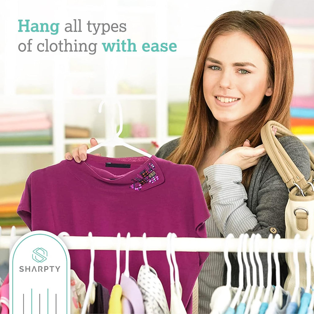 Plastic Hangers Clothes Hangers For Clothing, Closet, Coats & Shirts - Durable, Thick, Tough & Space Saving - For Everyday Standard Use, Room Essentials & Basics - 20 Pack - White