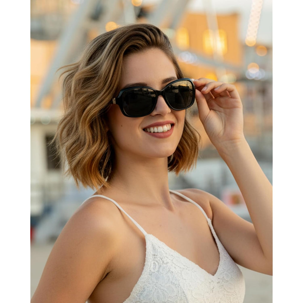 Siphew Polarized Sunglasses For Women | Vintage Square Sunglasses W Uv400 Protection | Womens Wraparound Shade
