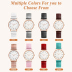 OIDEA Women's Elastic Strap Watches: Large Face Arabic Numerals Analog Quartz Wrist Watches for Women Easy Reader Stretch Band Waterproof Ladies Wratch