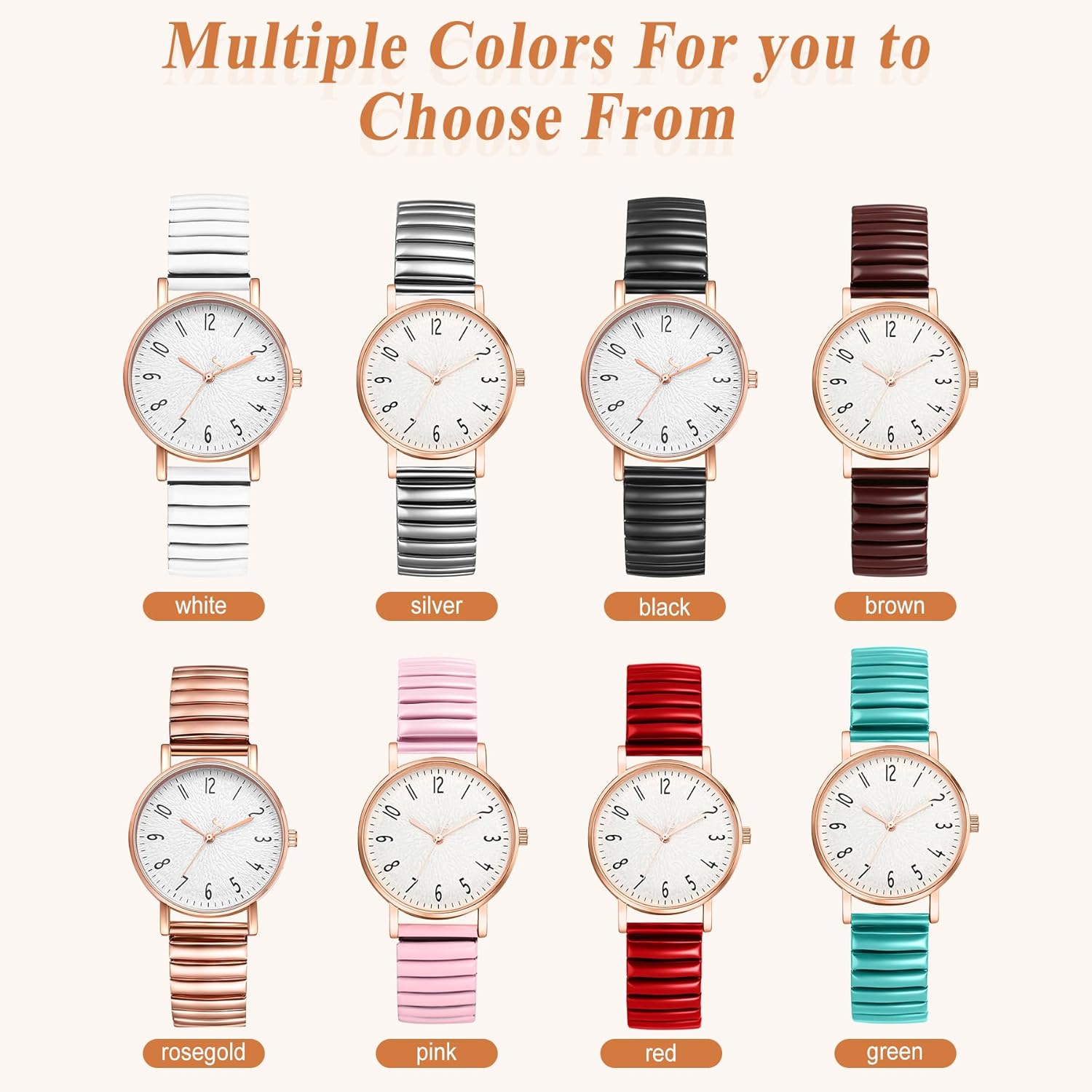 OIDEA Women's Elastic Strap Watches: Large Face Arabic Numerals Analog Quartz Wrist Watches for Women Easy Reader Stretch Band Waterproof Ladies Wratch
