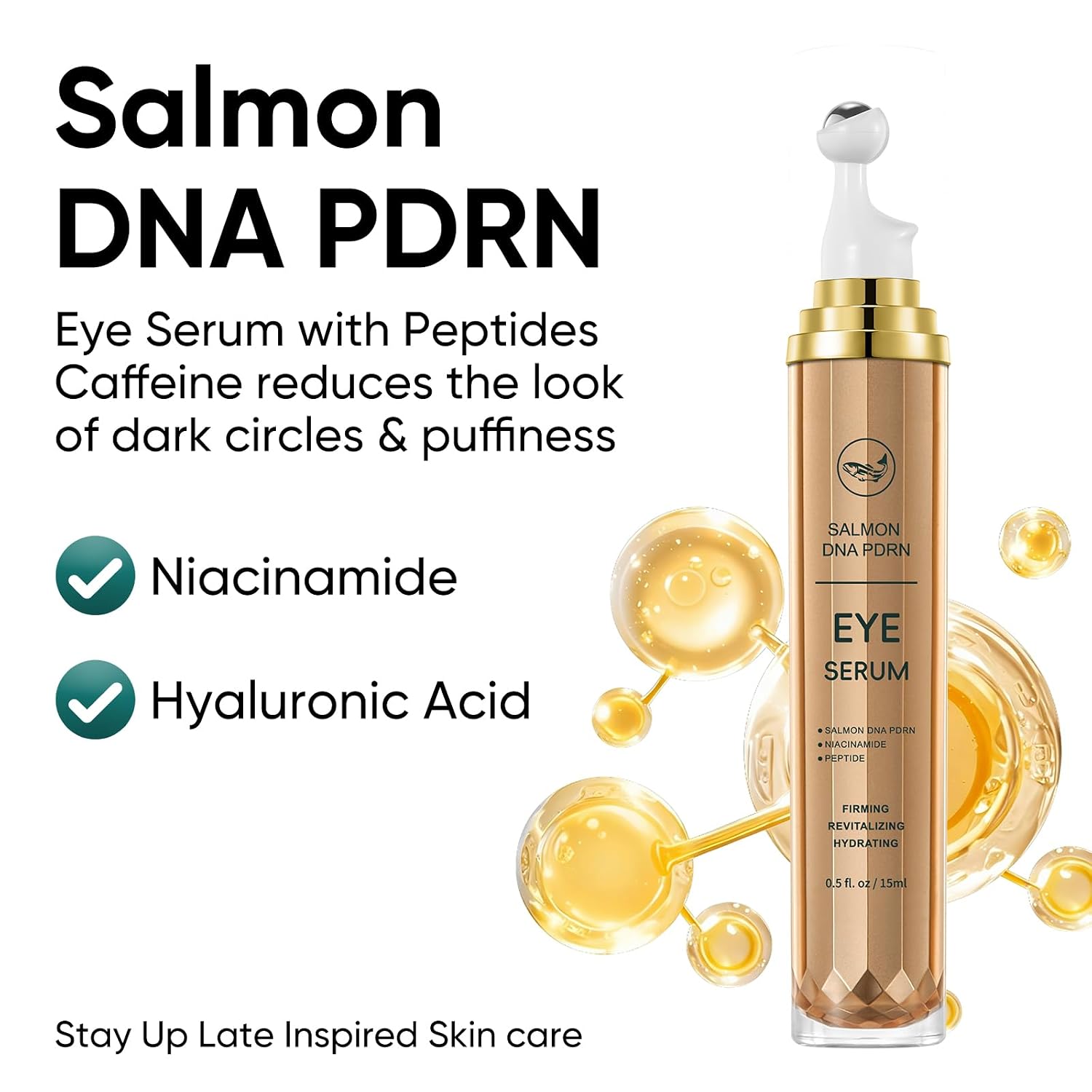 Salmon Dna Pdrn Eye Cream For Puffiness And Bags Under Eyes - With Caffeine & Hyaluronic Acid, Niacinamide For Dark Circle & Hydration
