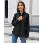 Button Down Shirts for Women Dress Shirt Cotton Long Sleeve Collared Shirt Business Work Office Blouse Top