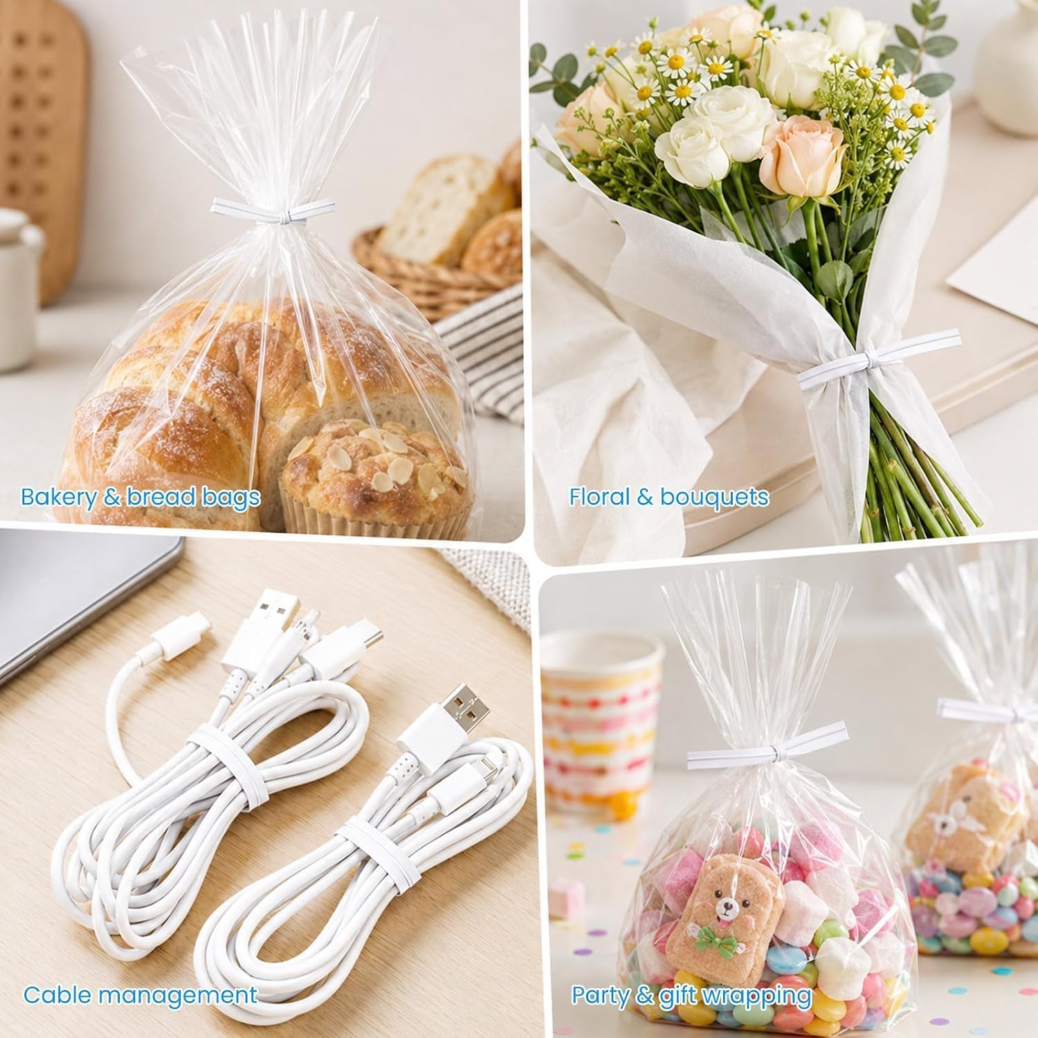 Easytle 600 Pcs 5" White Paper Twist Ties Bread Ties White Twist Ties Twisty-Ties Bag Ties Twist Ties For Bags Bread Wire Ties Twist Tie For Party Cello Candy Bread Coffee Bags Cake Pops