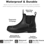 Planone Short Rain Boots for Women Chelsea Fashion Waterproof Ankle Non-Slip Matte Surface Rubber Boots Lightweight Outdoor Garden Shoes Work Booties for Ladies with Arch Support and Removable Comfort Insole