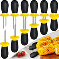 12 Pcs/6 Pairs Corn Holders, Stainless Steel Corn Cob Holders Corn On The Cob Skewers For Home Cooking Bbq Parties Camping, Yellow-Black
