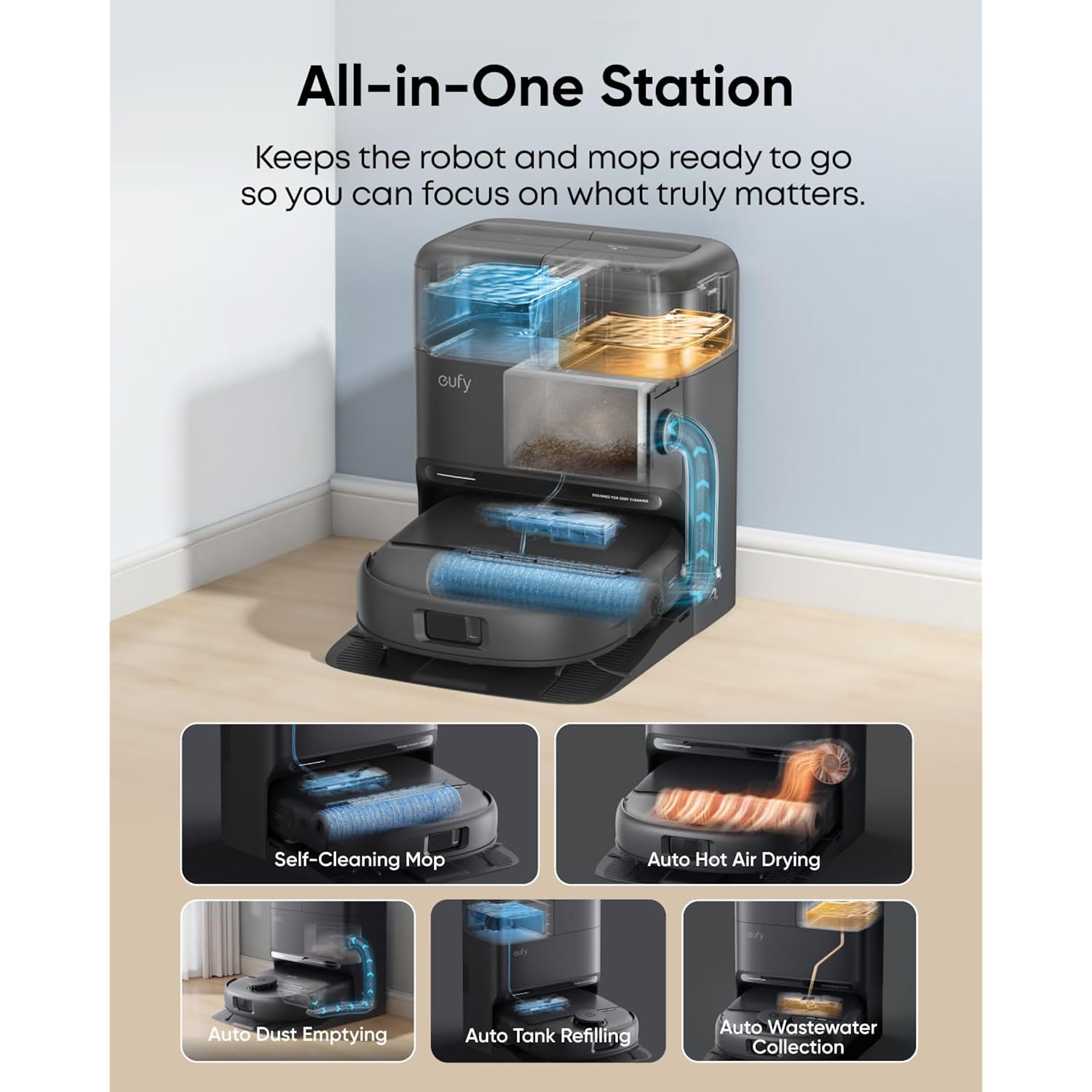 Eufy C28 Robot Vacuum And Mop Combo, 15,000 Pa, Hydrojet Roller Mop | Upgraded From X10 Pro, Zero-Tangle For Pet Hair, Auto Mop Washing&Drying, Self-Emptying&Refilling 2026 New